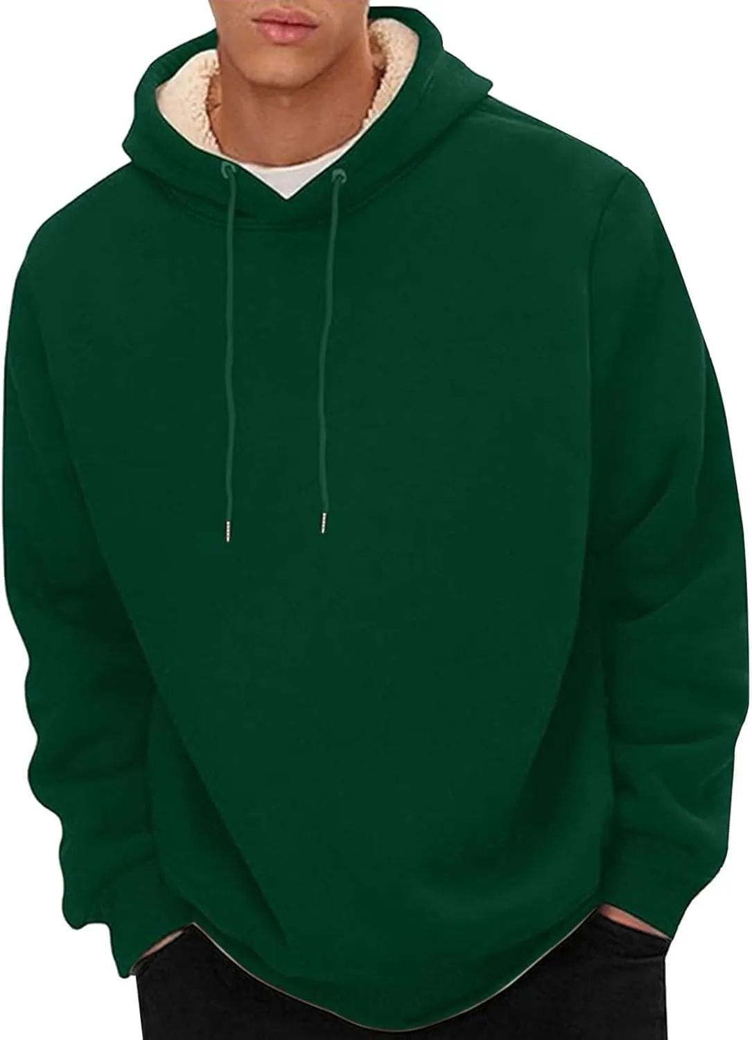 Mens Fleece Sherpa Lined Tracksuit 2 Piece Warm Hoodie Sweatshirts Sweatpants Suit Set Casual Trendy Winter Pullover