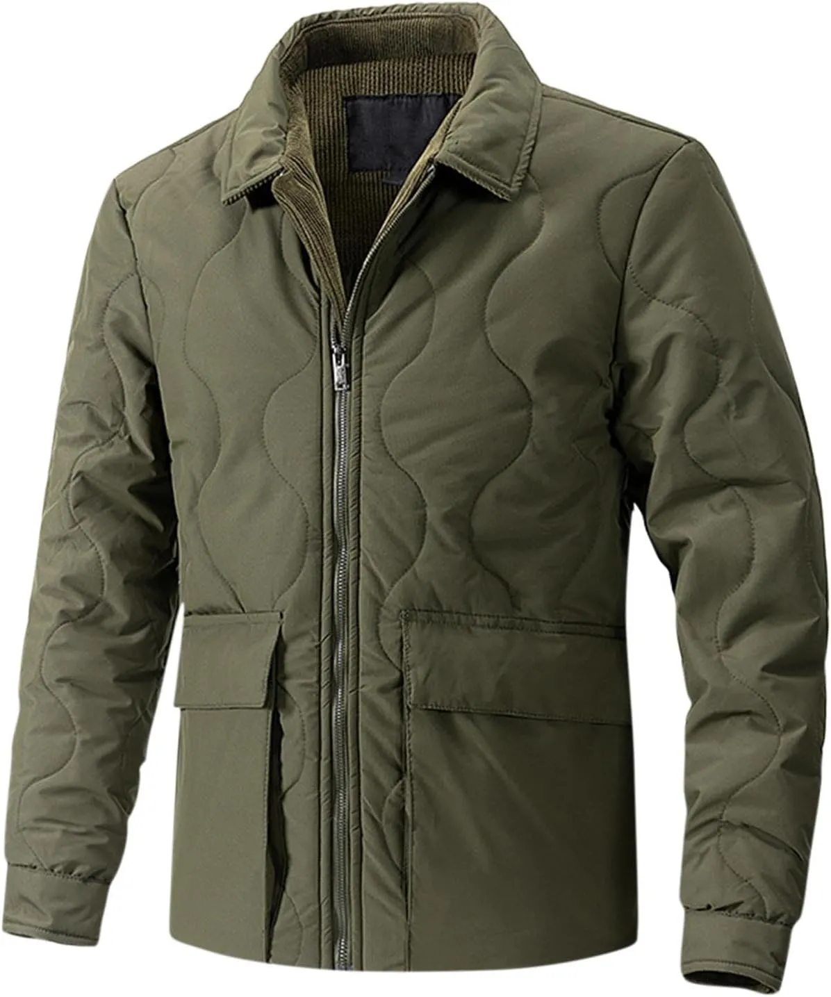 Men's Full Lapel Jacket Sherpa Lined Fleece Trucker Jackets Classic Turn-down Collar Jackets Warm Winter Coats