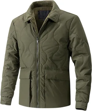 Men's Full Lapel Jacket Sherpa Lined Fleece Trucker Jackets Classic Turn-down Collar Jackets Warm Winter Coats