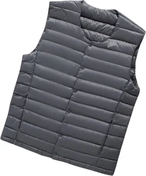 Men's Lightweight Puffer Vest V Neck Button Down Sleeveless Jacket Coat Outdoor Casual Winter Outerwear Vest
