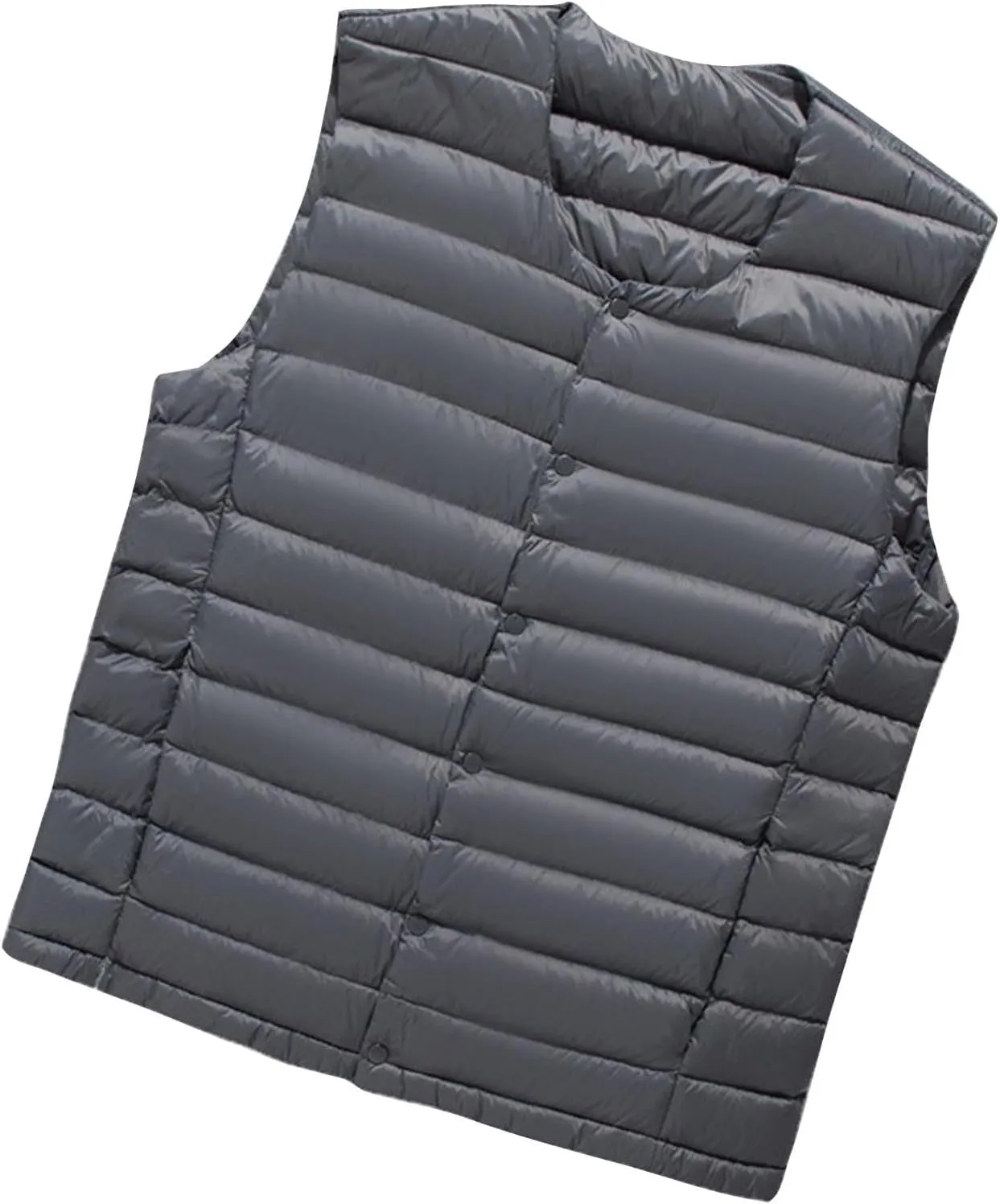 Men's Lightweight Puffer Vest V Neck Button Down Sleeveless Jacket Coat Outdoor Casual Winter Outerwear Vest