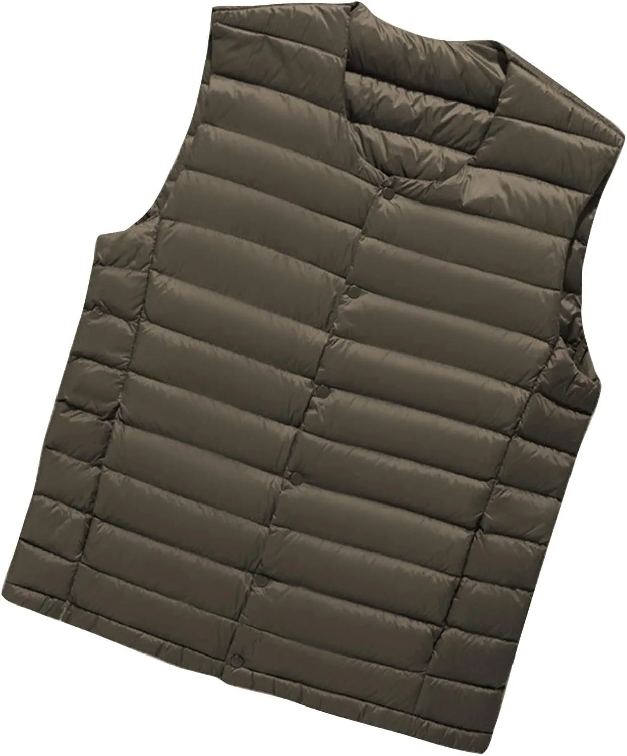 Men's Lightweight Puffer Vest V Neck Button Down Sleeveless Jacket Coat Outdoor Casual Winter Outerwear Vest