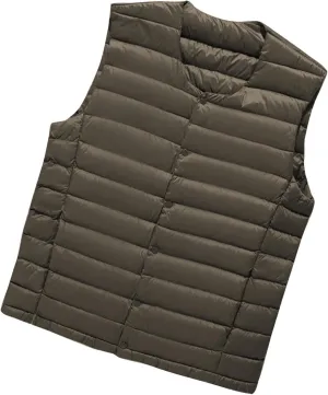 Men's Lightweight Puffer Vest V Neck Button Down Sleeveless Jacket Coat Outdoor Casual Winter Outerwear Vest