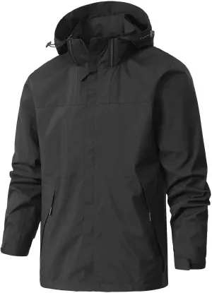 Men's Lightweight Waterproof Rain Jacket,Shell Hooded Raincoat Outdoor Hiking Windbreaker Jackets Casual Coats