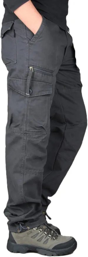Men's Outdoor Tactical Pants, Rip-Stop Casual Work Pants Multi-Pocket Cargo Pants