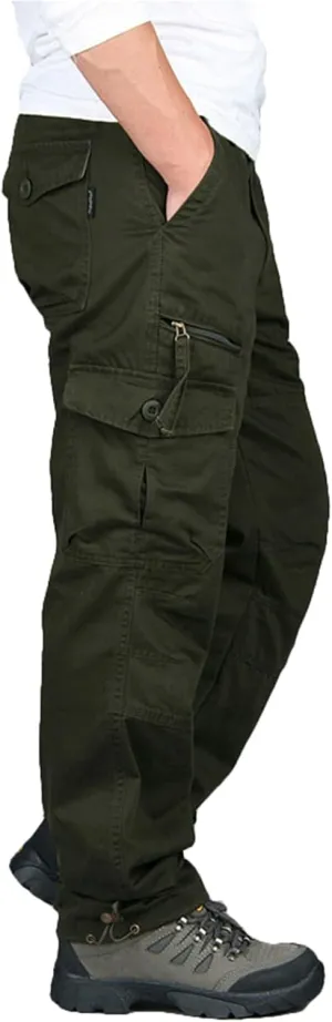 Men's Outdoor Tactical Pants, Rip-Stop Casual Work Pants Multi-Pocket Cargo Pants