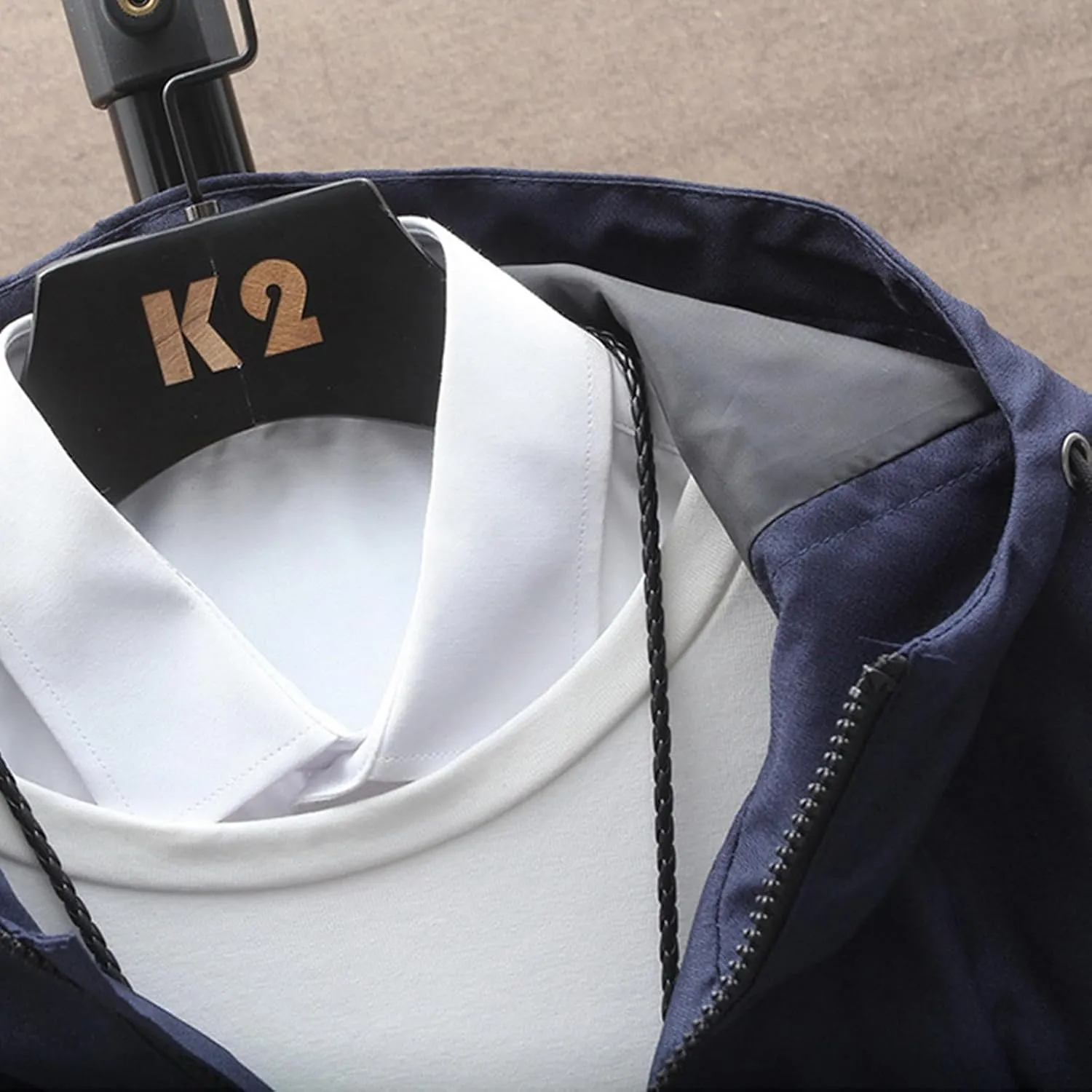 Men's Outerwear Slim Fitting Mid Length Zippered Men's Jacket Hooded Trench Coat Anorak Lightweight