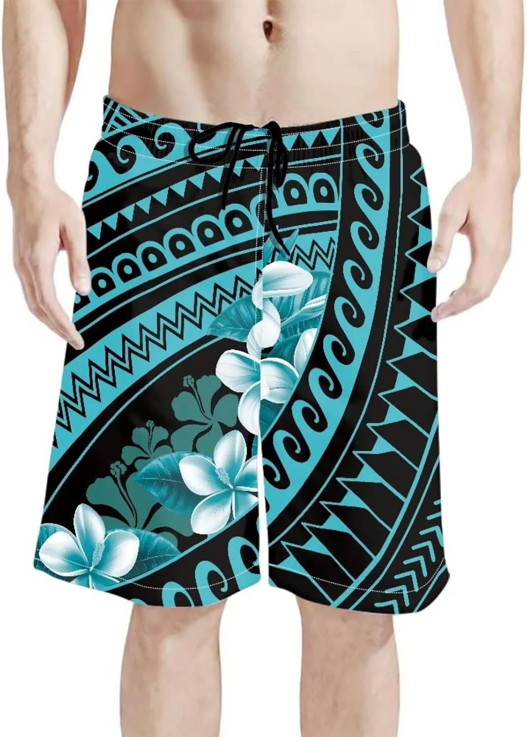 Mens Samoa Hawaii Swim Trunks Quick Dry Polynesian Tribal Tatau Swim Shorts with Mesh Lining