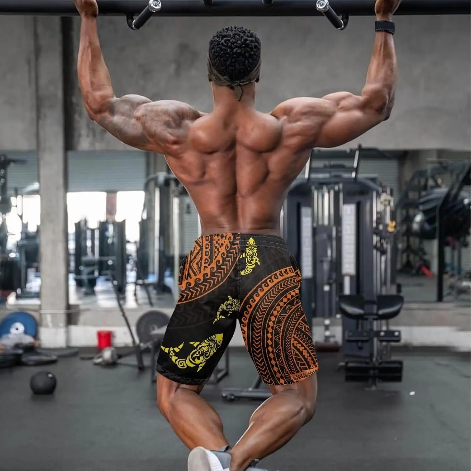 Mens Samoa Hawaii Swim Trunks Quick Dry Polynesian Tribal Tatau Swim Shorts with Mesh Lining