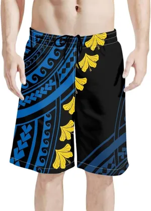Mens Samoa Hawaii Swim Trunks Quick Dry Polynesian Tribal Tatau Swim Shorts with Mesh Lining
