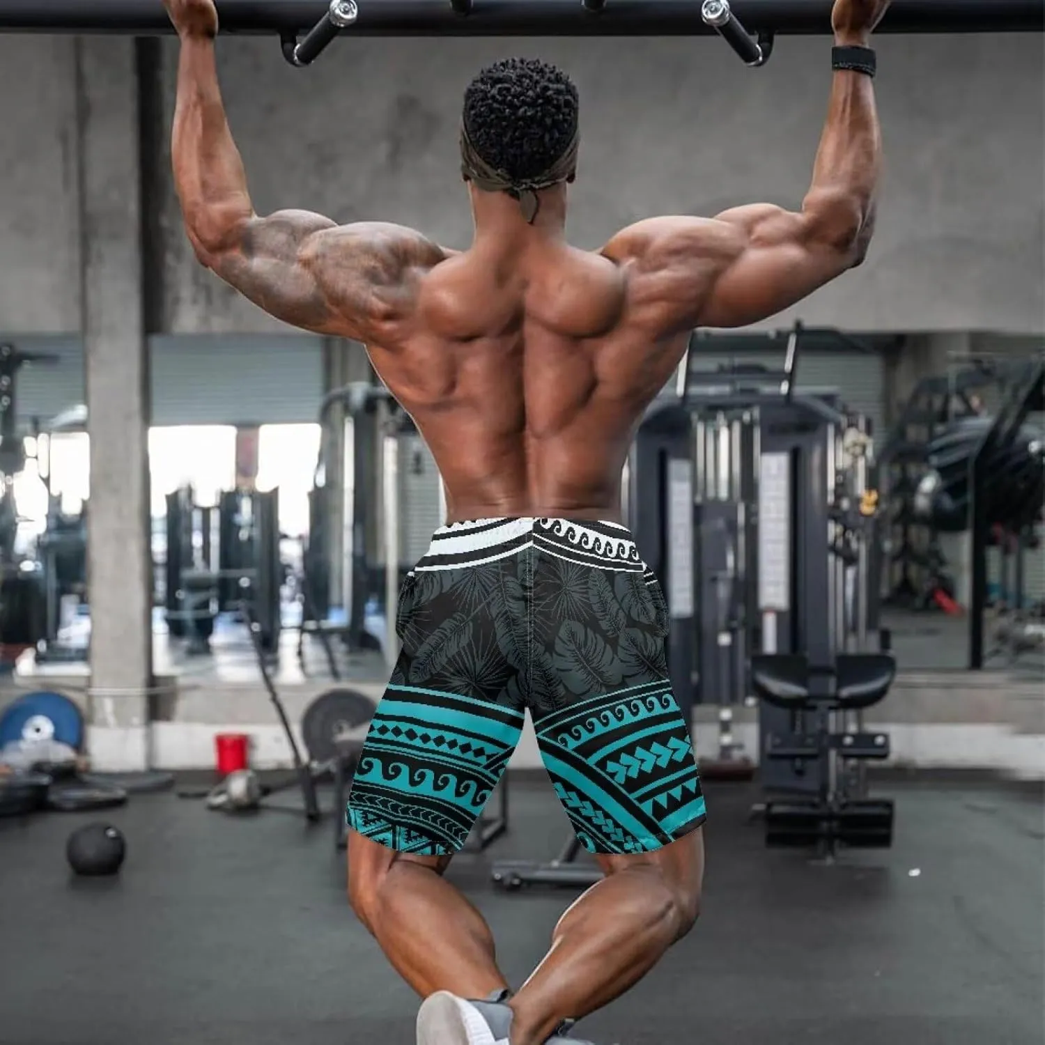 Mens Samoa Hawaii Swim Trunks Quick Dry Polynesian Tribal Tatau Swim Shorts with Mesh Lining