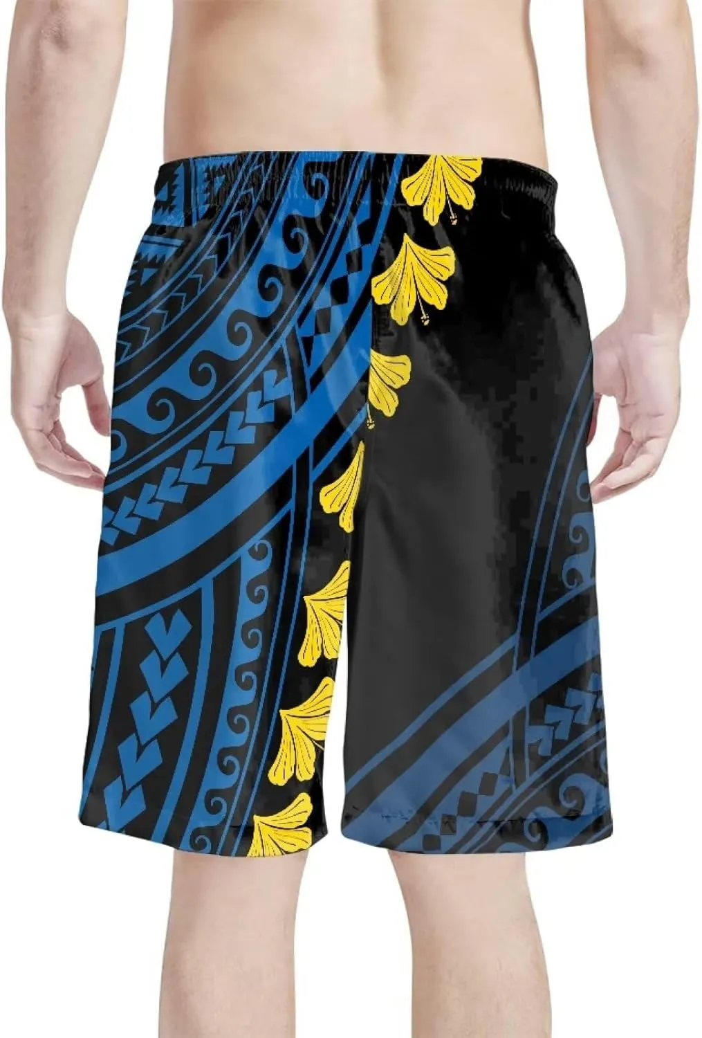 Mens Samoa Hawaii Swim Trunks Quick Dry Polynesian Tribal Tatau Swim Shorts with Mesh Lining