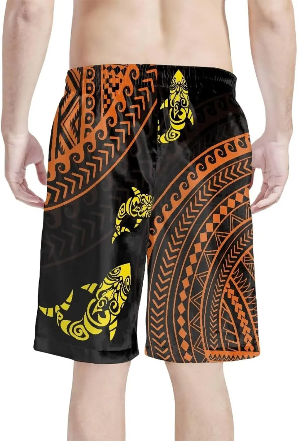 Mens Samoa Hawaii Swim Trunks Quick Dry Polynesian Tribal Tatau Swim Shorts with Mesh Lining