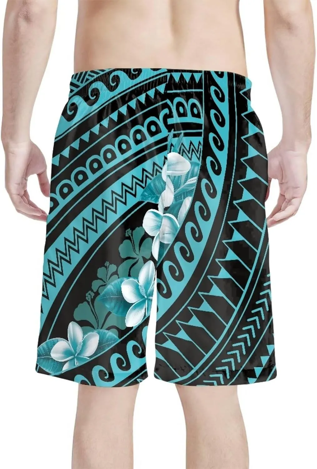 Mens Samoa Hawaii Swim Trunks Quick Dry Polynesian Tribal Tatau Swim Shorts with Mesh Lining