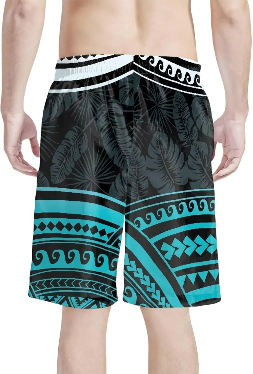 Mens Samoa Hawaii Swim Trunks Quick Dry Polynesian Tribal Tatau Swim Shorts with Mesh Lining