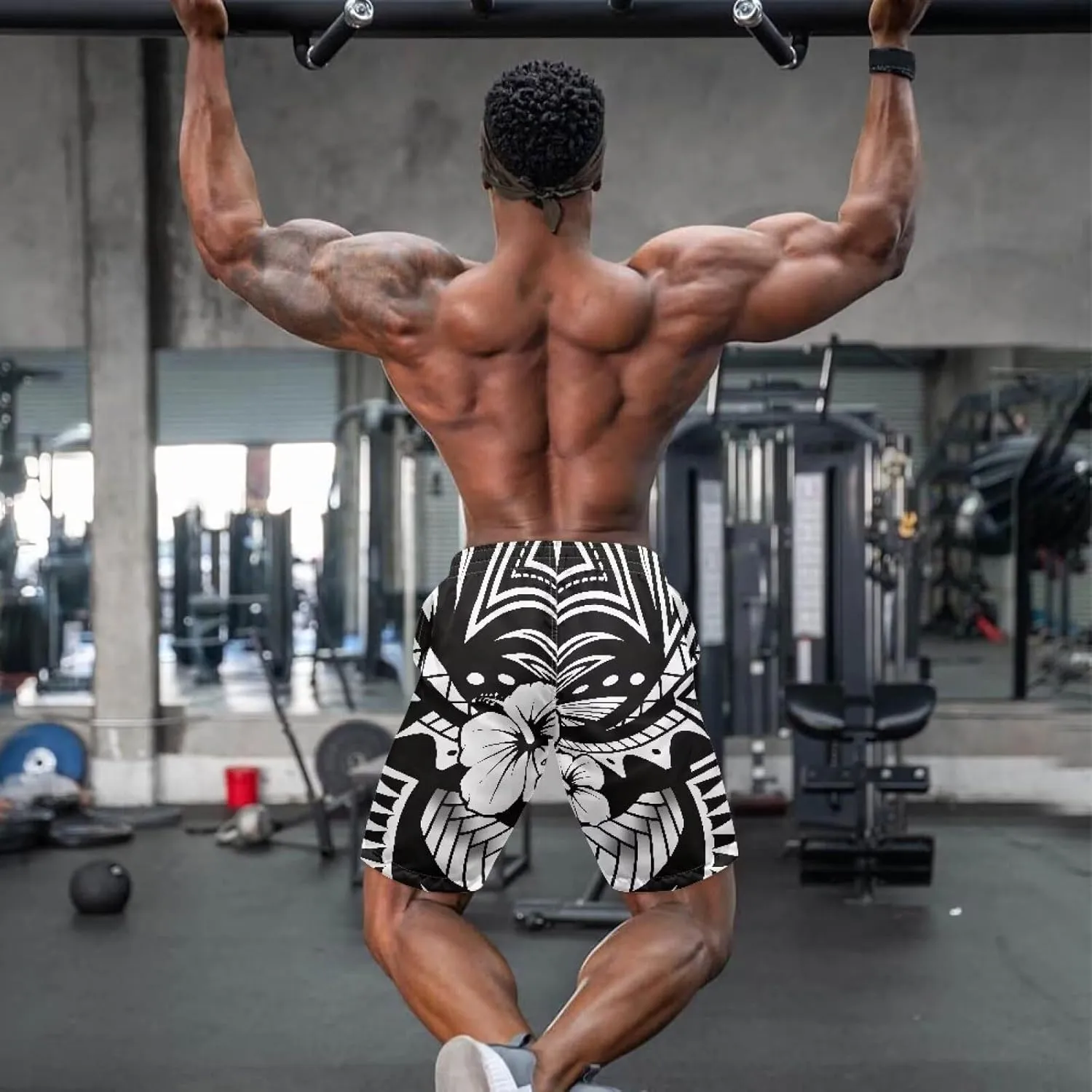 Mens Samoa Hawaii Swim Trunks Quick Dry Polynesian Tribal Tatau Swim Shorts with Mesh Lining