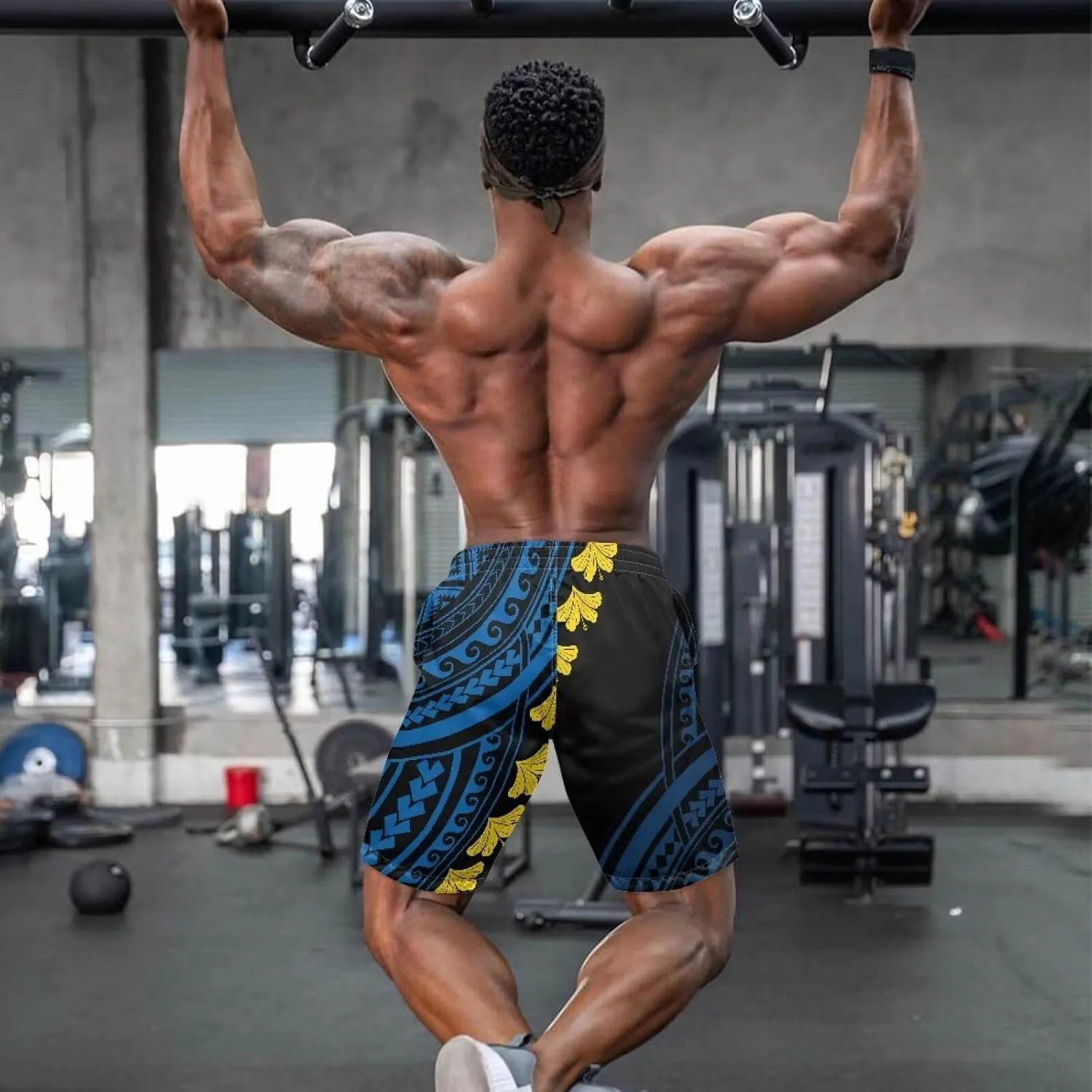 Mens Samoa Hawaii Swim Trunks Quick Dry Polynesian Tribal Tatau Swim Shorts with Mesh Lining