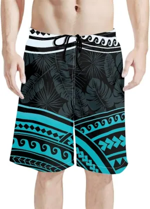 Mens Samoa Hawaii Swim Trunks Quick Dry Polynesian Tribal Tatau Swim Shorts with Mesh Lining
