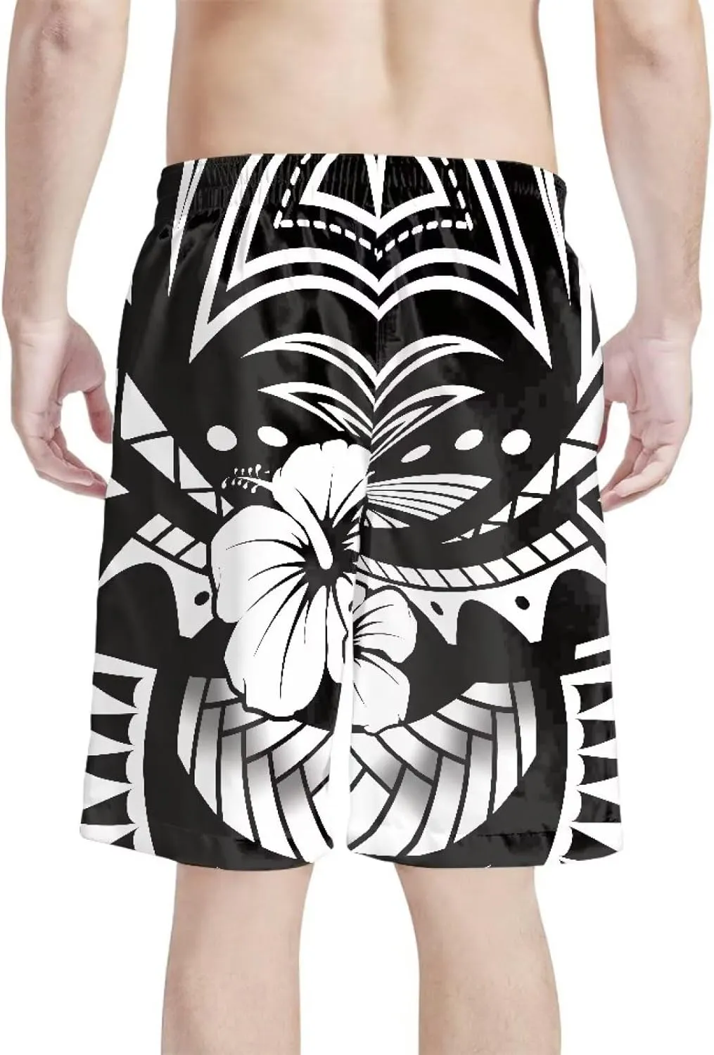 Mens Samoa Hawaii Swim Trunks Quick Dry Polynesian Tribal Tatau Swim Shorts with Mesh Lining