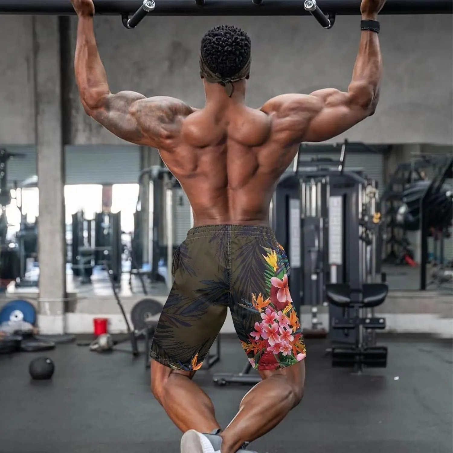 Mens Samoa Puletasi Polynesian Tribal Tonga Swim Trunks Quick Dry Board Shorts with Mesh Lining