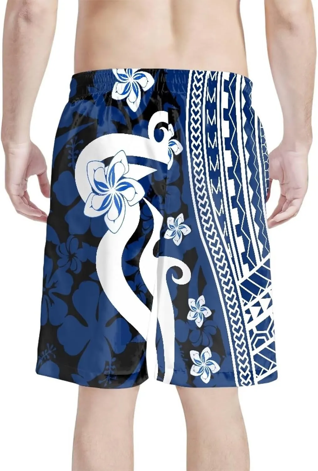 Mens Samoa Puletasi Polynesian Tribal Tonga Swim Trunks Quick Dry Board Shorts with Mesh Lining