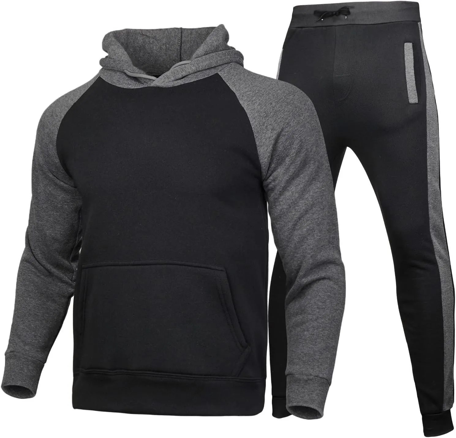 Mens Sweatsuits 2 Piece Set Cotton Tracksuit Hoodies and Sweapants Set with Pockets Fleece Jogging Suits Plus Size Sweat Suit