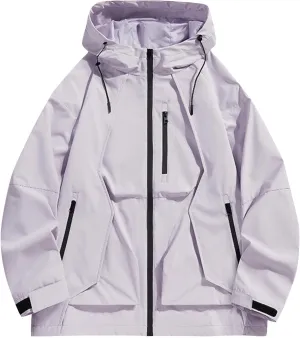 Mens Windproof Jacket Waterproof Lightweight Mountain Sport Jacket for Men Hooded Windbreaker Raincoat Zipper Jackets