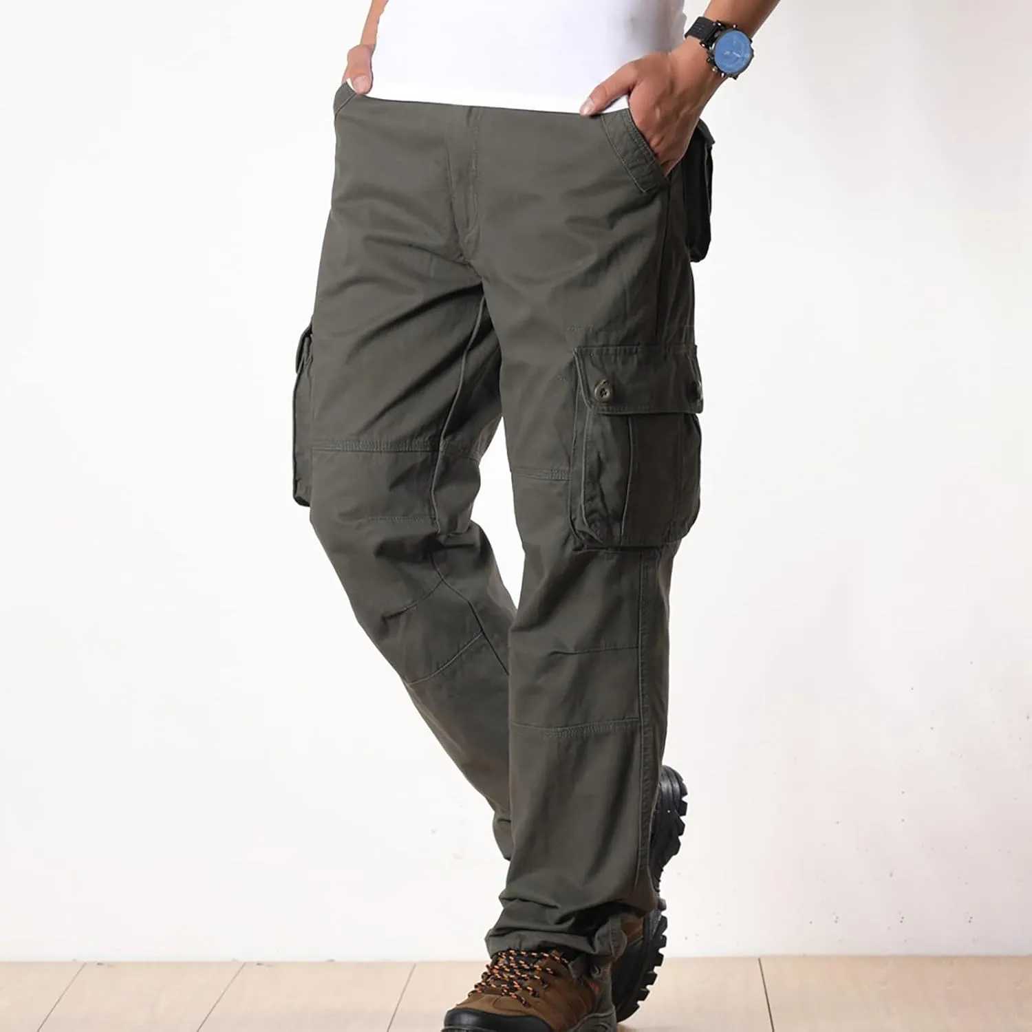 Men's Work Pants Hiking Cargo Pants Six Pockets Outdoor Ripstop Multi Pockets Breathable Cotton Pants Mens Cargo Pants