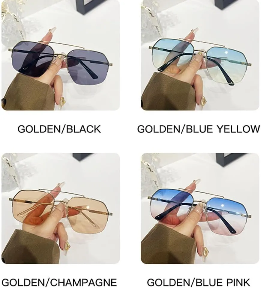 Metal Double Beam Sunglasses Men For Women Vintage Sun Glasses Women Fashion Driving Shades UV400