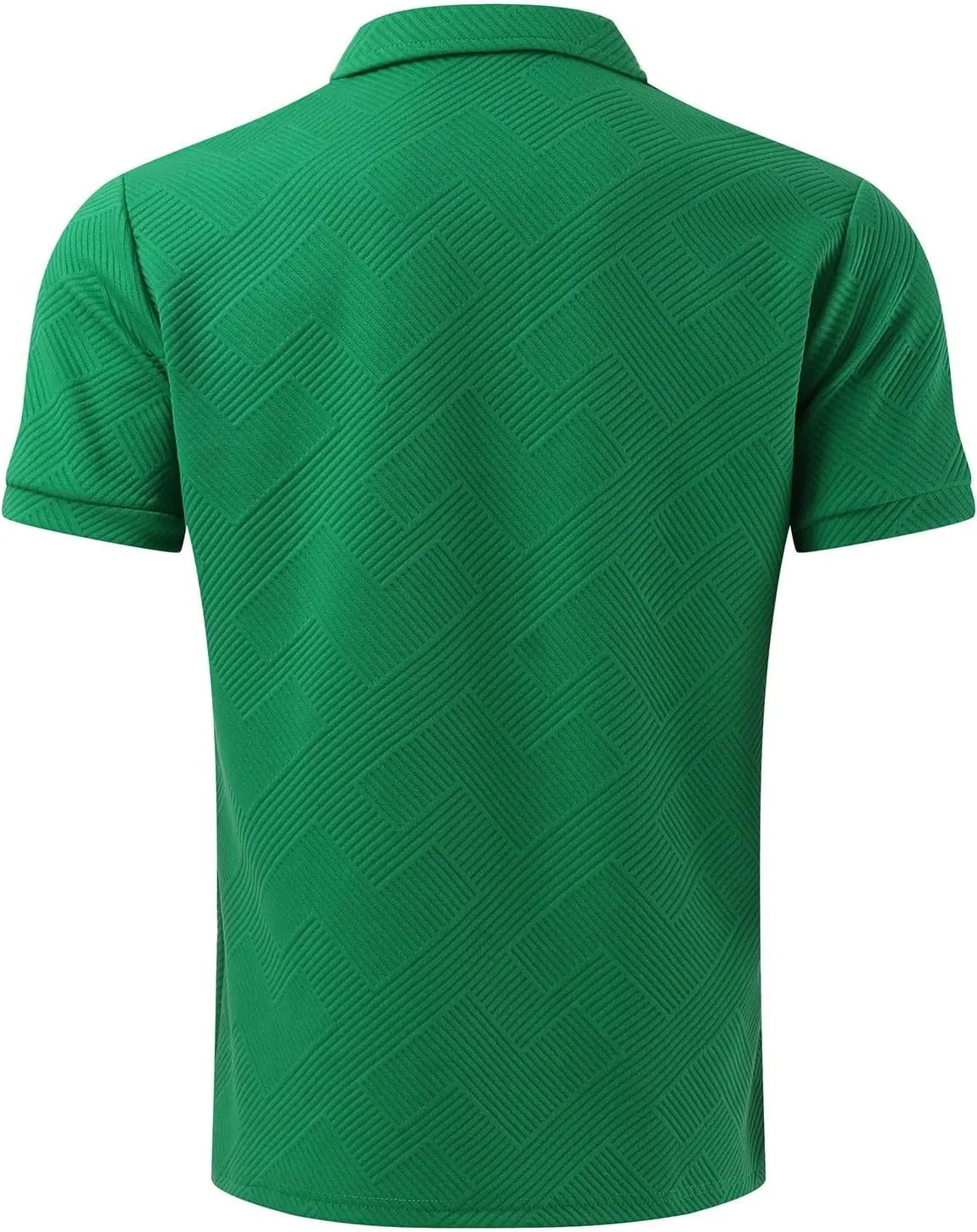 Miyaomn 2 Piece Summer Cotton Jacquard Golf Matching Set for Men Lapel V Neck Zipper Polo Shirt and Shorts Workout Tracksuits