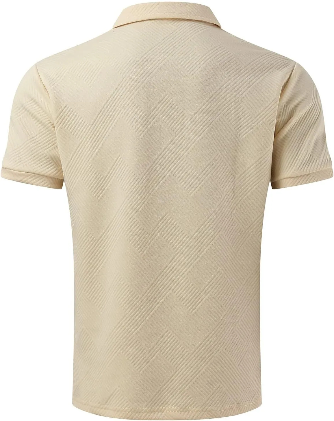 Miyaomn 2 Piece Summer Cotton Jacquard Golf Matching Set for Men Lapel V Neck Zipper Polo Shirt and Shorts Workout Tracksuits