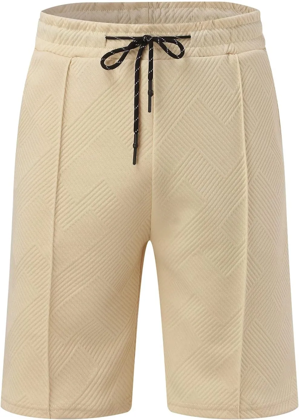 Miyaomn 2 Piece Summer Cotton Jacquard Golf Matching Set for Men Lapel V Neck Zipper Polo Shirt and Shorts Workout Tracksuits