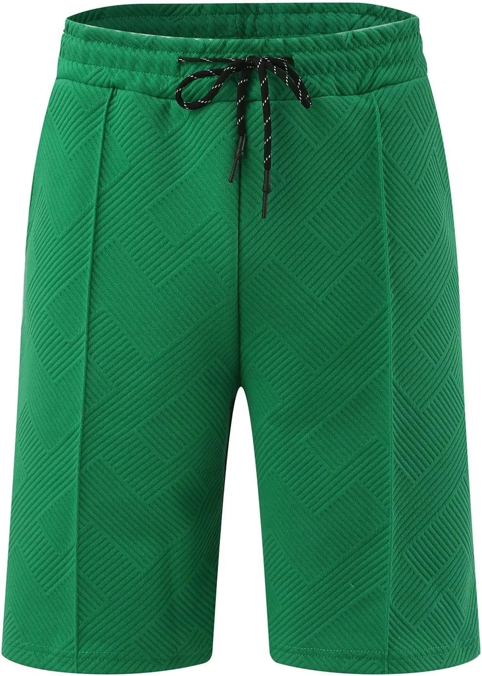 Miyaomn 2 Piece Summer Cotton Jacquard Golf Matching Set for Men Lapel V Neck Zipper Polo Shirt and Shorts Workout Tracksuits