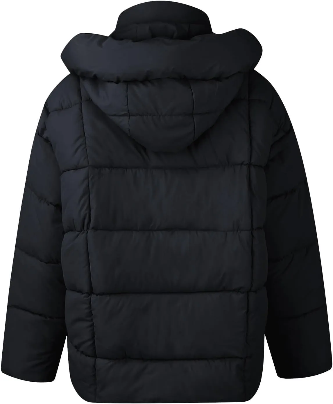 Mmoneyake Womens Hooded Quilted Puffer Jacket Full Zip Baggy Short Down Coats Padded Warm Winter Heavyweight Coat Outerwear