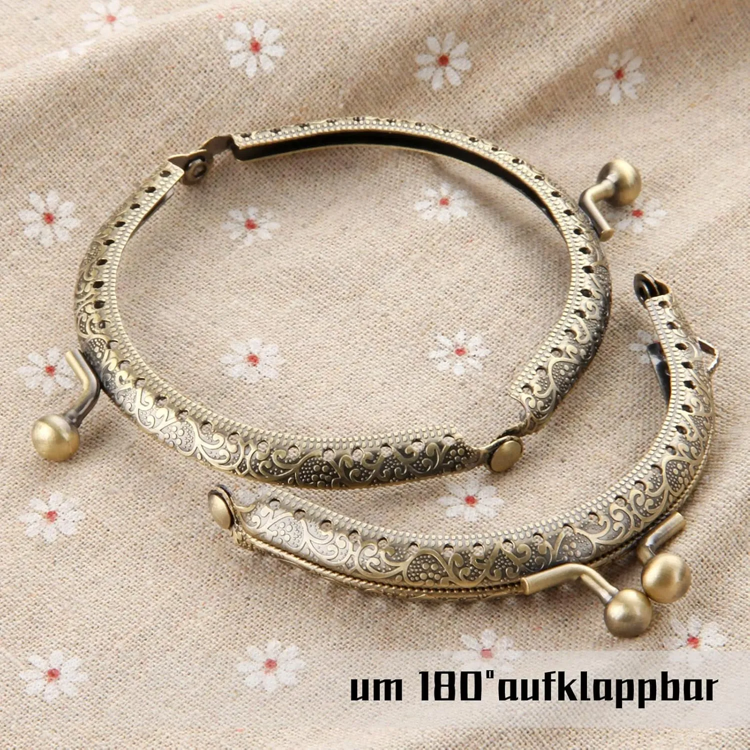 Mtsooning Metal Purse Frame, 5PCS 3.3"/8.5cm Bronze Kiss Clasp Lock, Arch Sape Coin Bag Clasp for DIY Coin Bag Handle Sewing Craft