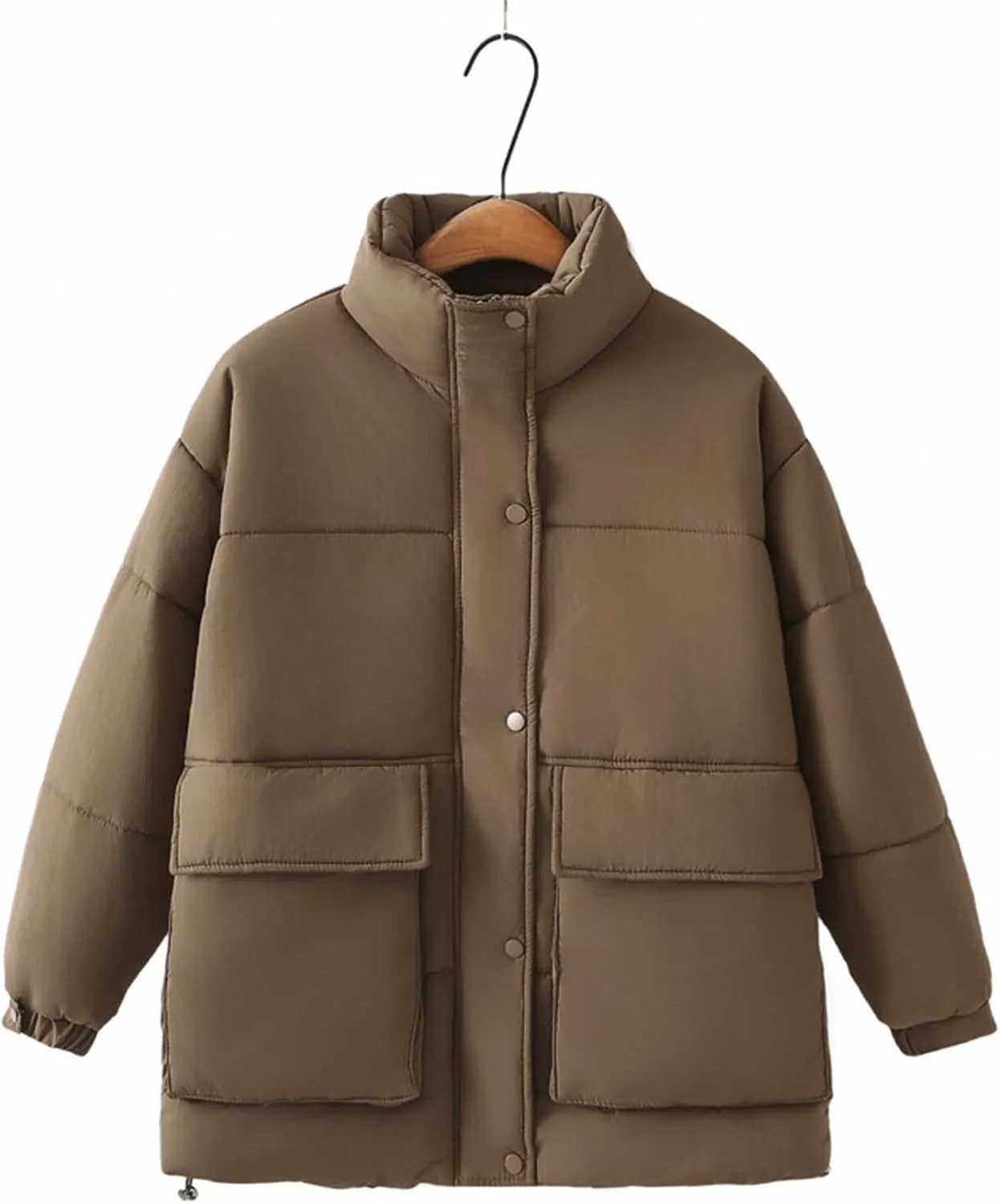 NATHGAM Women's Winter Down Coat Casual Thicken Warm Puffer Parka Jackets Outerwear Comfy Long Sleeve Ski Quilted Outerwear