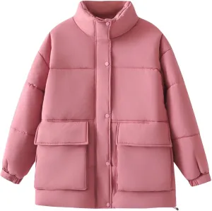 NATHGAM Women's Winter Down Coat Casual Thicken Warm Puffer Parka Jackets Outerwear Comfy Long Sleeve Ski Quilted Outerwear
