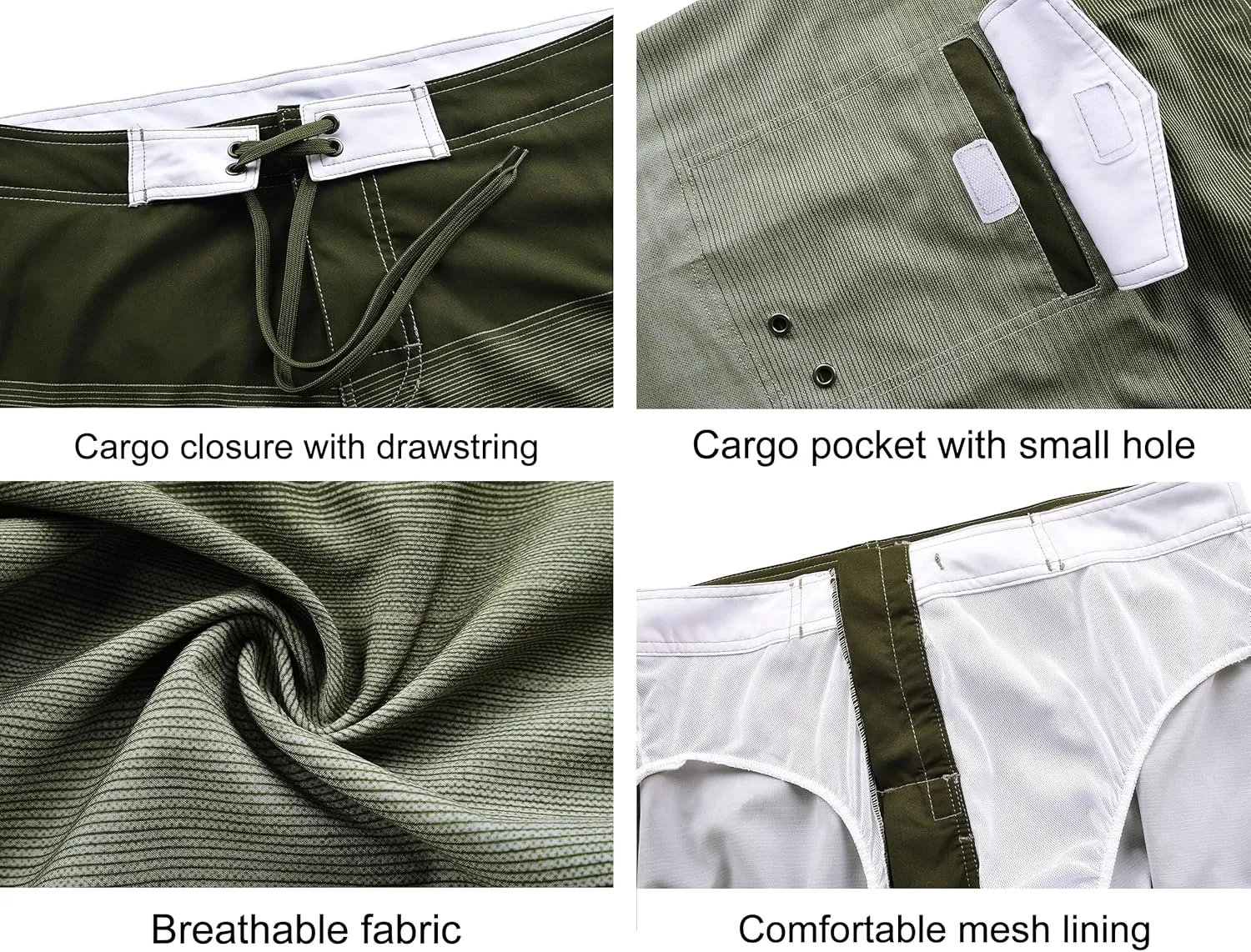 ninovino Men's Sportwear Swim Trunks Quick Dry Board Shorts with Lining