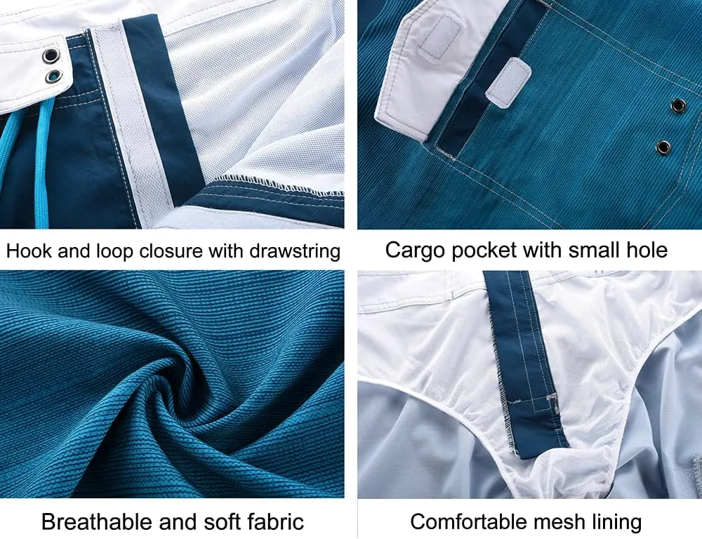 ninovino Men's Sportwear Swim Trunks Quick Dry Board Shorts with Lining