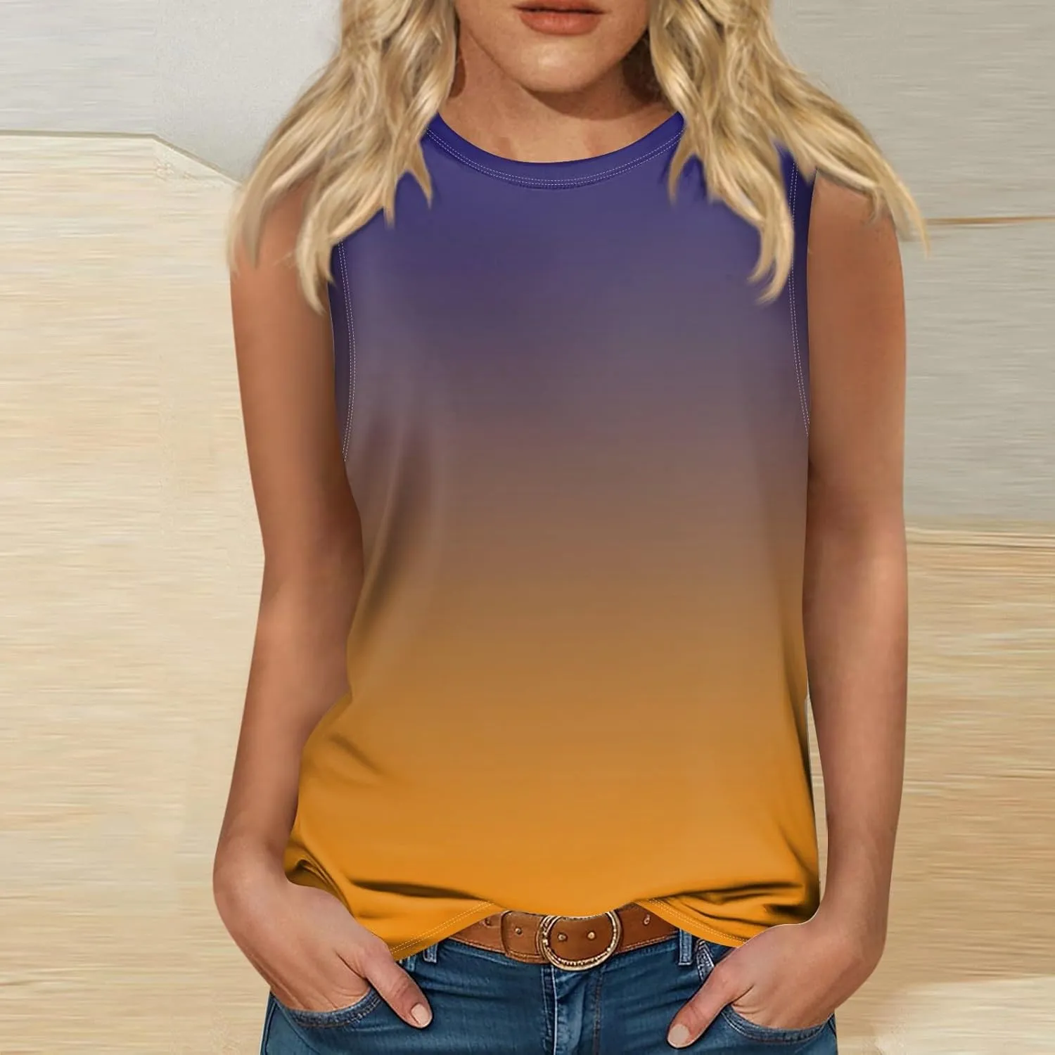 OIOLOYJM Spring Summer Workout Tank Tops for Women 2025 Sleeveless Plus Size Oversized Shirts Blouses Beach Clothes for Women