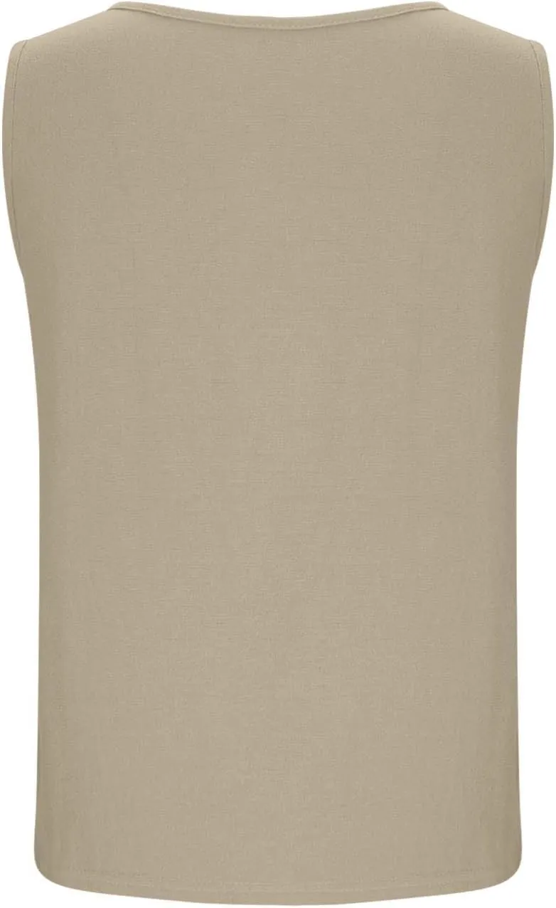 Oplxuo Cotton Linen Tank Tops for Women Loose Fit Sleeveless Round Neck Tee Shirts Summer Casual Flowy Blouses Tunic Tops