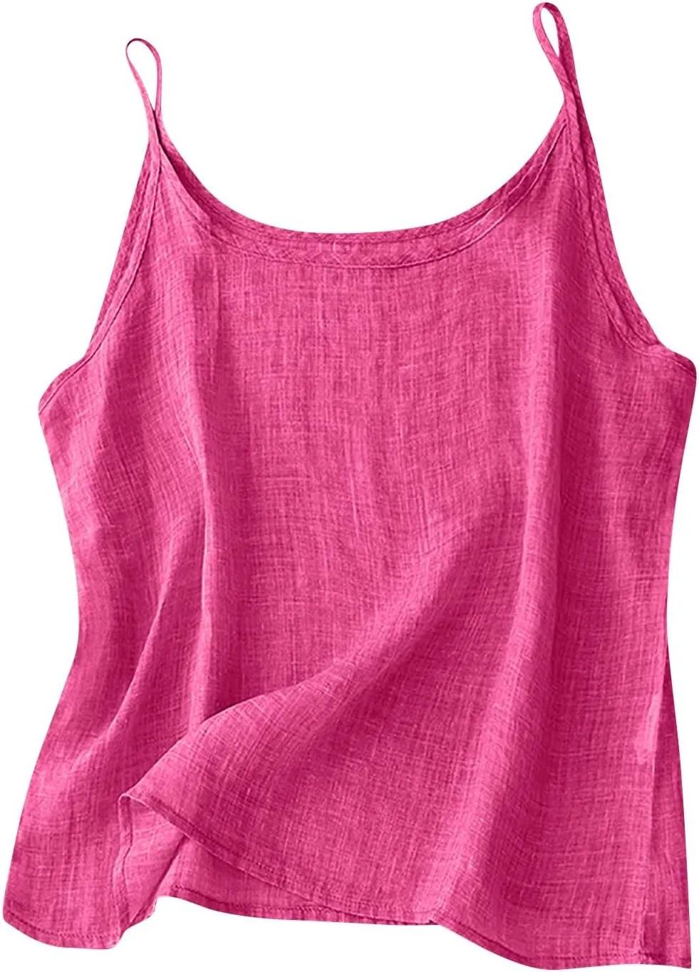 Oplxuo Womens Linen Tank Top Sleeveless Spaghetti Strap Camisole Tops Casual Solid Color Tee Shirts Summer Flowy Tank Top