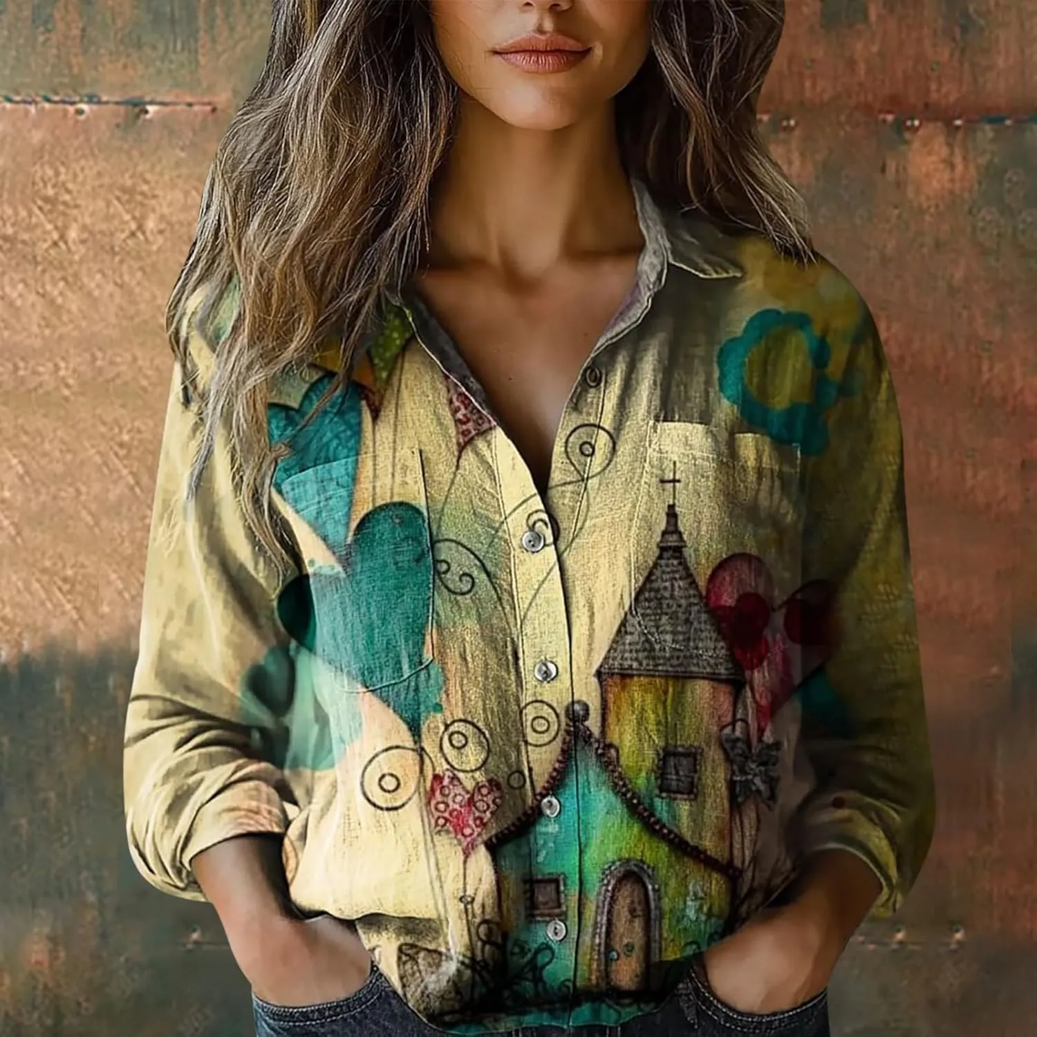 Oversized Long Sleeve Shirts for Women Shirts Casual Tops Long Sleeve Blouse Cotton Tops for Women Womens Fashion