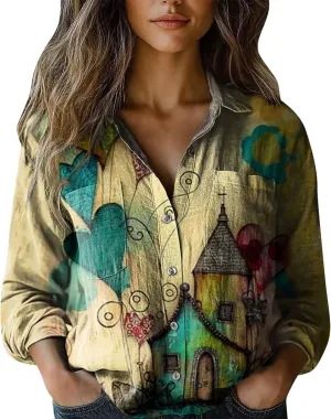 Oversized Long Sleeve Shirts for Women Shirts Casual Tops Long Sleeve Blouse Cotton Tops for Women Womens Fashion