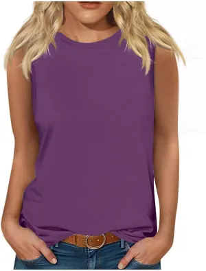 Palaver Womens Tank Tops 2025 Summer Dressy Casual Blouses Sleeveless Flowy Crewneck Basic Trendy Tunic