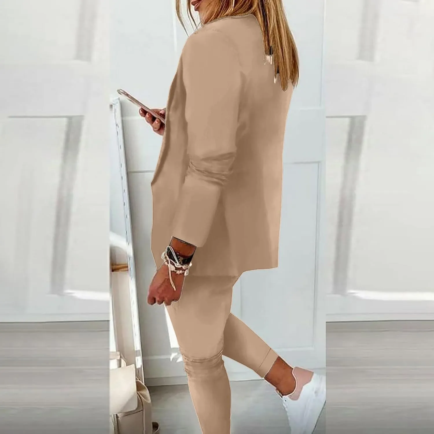 Pants Suits for Women Dressy 2 Piece Casual Open Front Blazer and Pant Set Wedding Prom Work Business Solid Suit