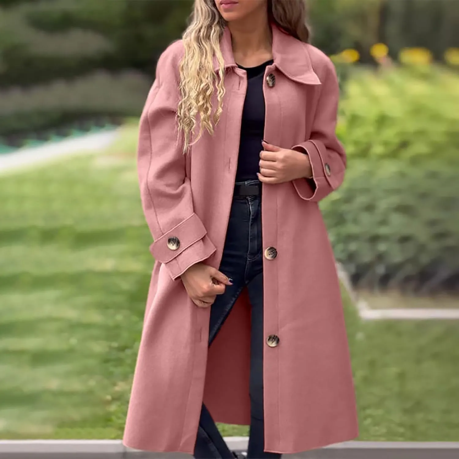 Petite Trench Coat Casual Fuzzy Jacket Loose Fitting Warm Winter Outwear Fashion Lapel Jacket Coats Overcoat for