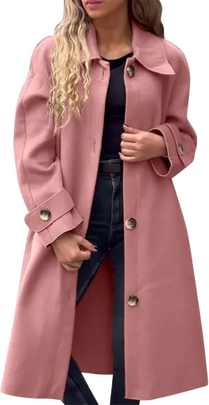 Petite Trench Coat Casual Fuzzy Jacket Loose Fitting Warm Winter Outwear Fashion Lapel Jacket Coats Overcoat for