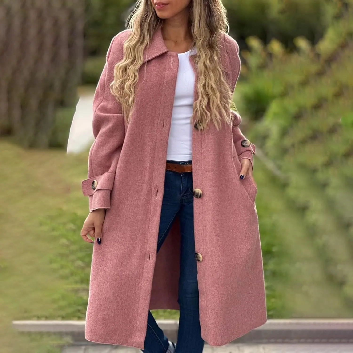 Petite Trench Coat Casual Fuzzy Jacket Loose Fitting Warm Winter Outwear Fashion Lapel Jacket Coats Overcoat for