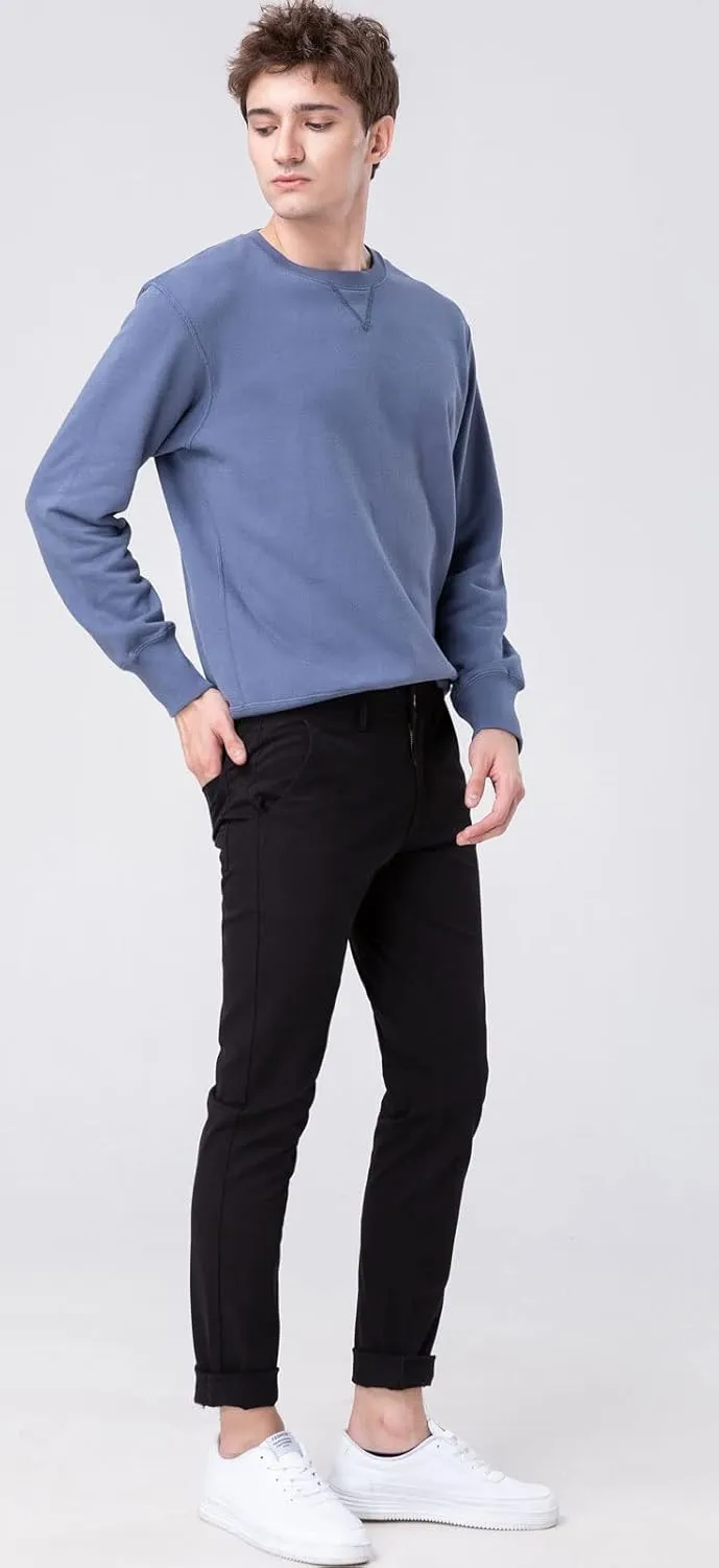 Plaid&Plain Men’s Skinny Khaki Pants Skinny Fit Chinos